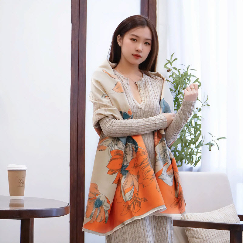 Khăn quàng cổ cao cấp len Cashmere cho nữ KQ-WD20 làm quà tặng